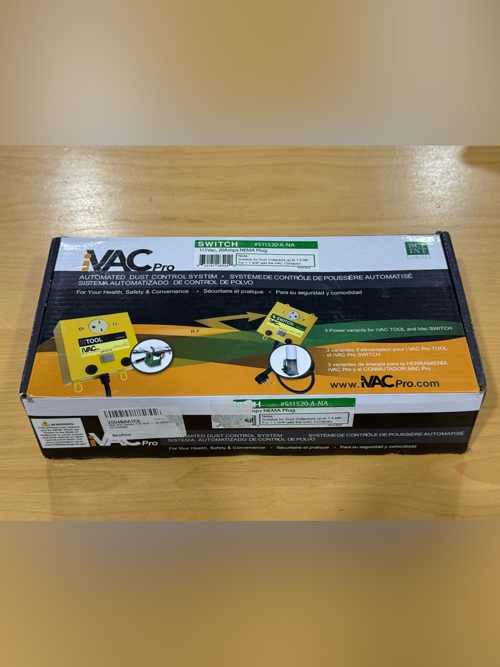 iVAC Switch Model S11520-A-NA Automated Dust Control 115 Vac, 20 Amps NEMA Plug.